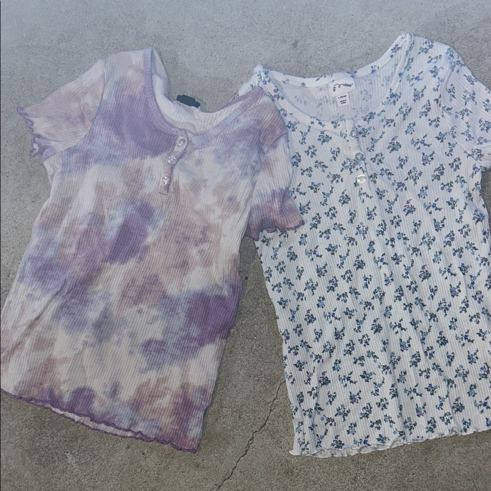 Girls top/blouse bundle of (2) Ribbed Henley Tee - Short Sleeve-art class brand